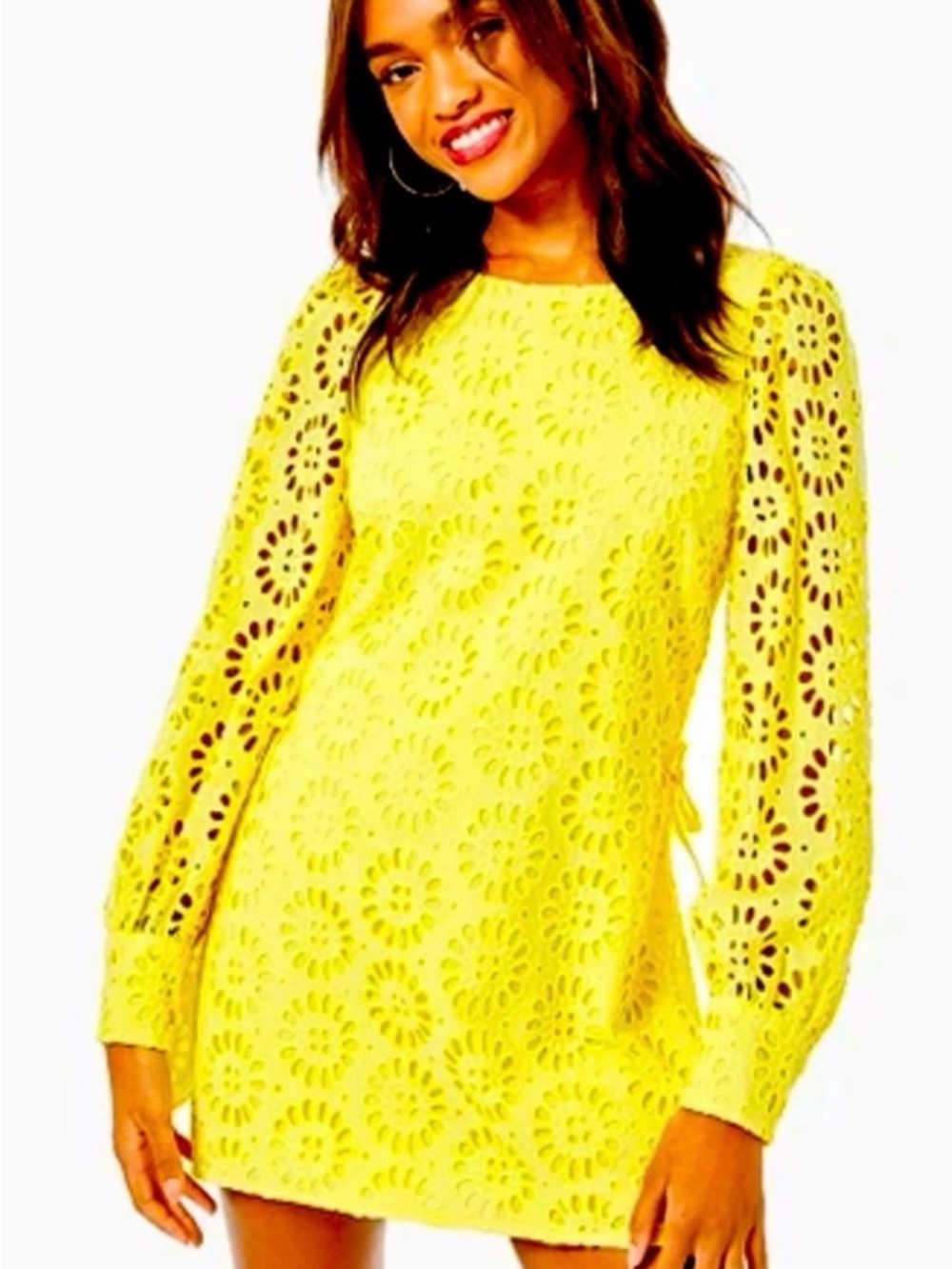 EUC Lilly Pulitzer Aisha Lined Romper, Yellow Eyelet Lace, SIZE 4
